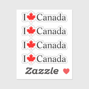 I love Canada with red maple leaf four Sticker