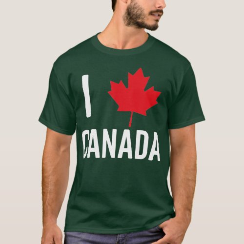 I Love Canada with Red Maple Leaf Heart Tee  