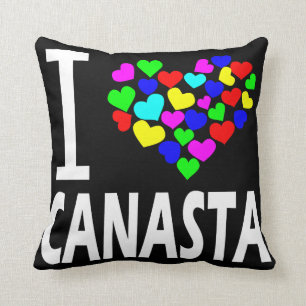 i love canasta card game rummy hearts gift idea throw pillow
