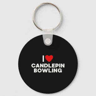 I Love Candlepin Bowling T Shirt Keychain