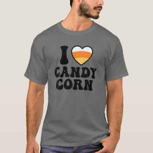I Love Candy Corn Heart Funny Kids Adults Groovy H T-Shirt
