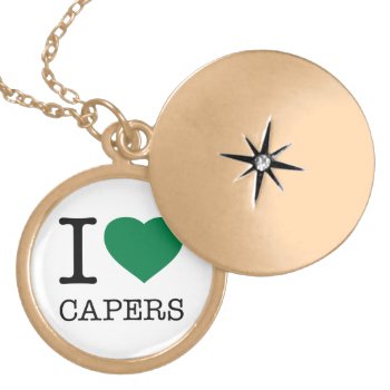I Love Capers Gold Plated Necklace by eyesblau at Zazzle