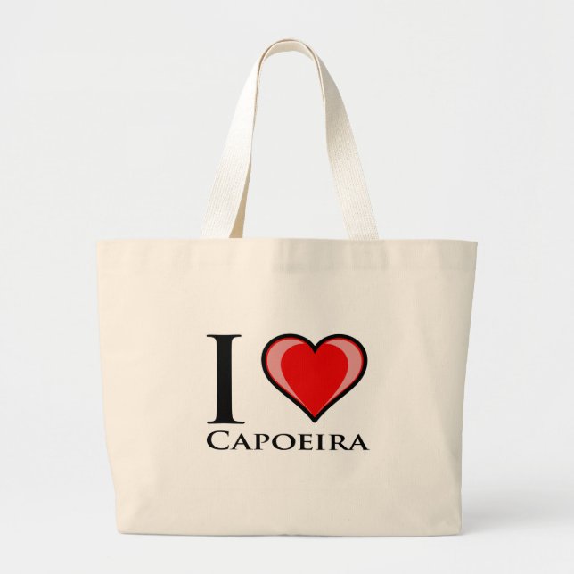 I Love Capoeira Large Tote Bag (Front)