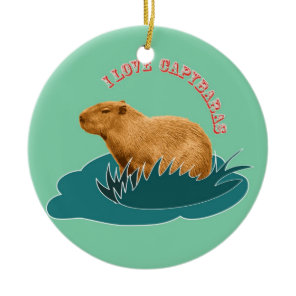 I Love Capybaras Ceramic Ornament