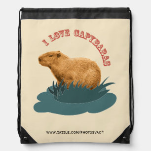 I Love Capybaras Cute Capybara Lover Drawstring Bag