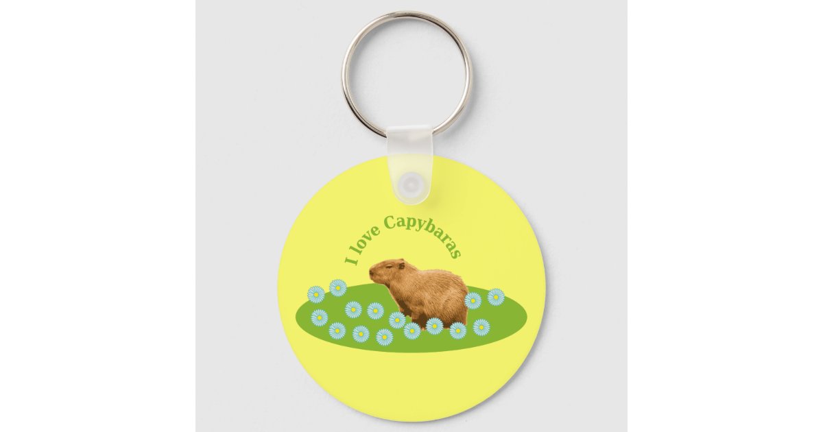 Christmas Capybara Keychain Design. Capybara Round Keychain