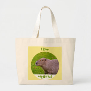I love capybaras large tote bag