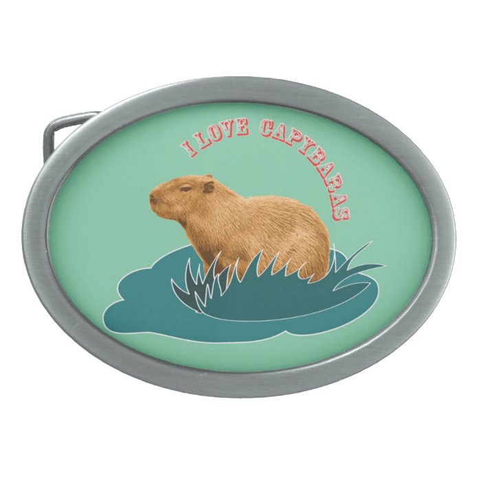 I Love Capybaras Oval Belt Buckle