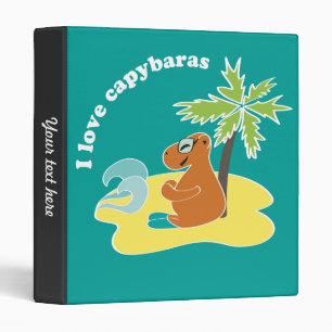 I Love Capybaras Tropical Beach Art 3 Ring Binder