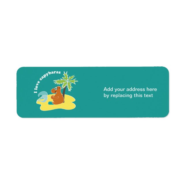I Love Capybaras Tropical Beach Art Label (Front)