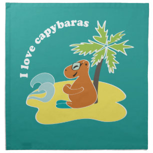 I Love Capybaras Tropical Beach Art Napkin
