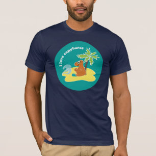 I Love Capybaras Tropical Beach Art T-Shirt