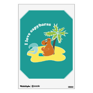I Love Capybaras Tropical Beach Art Wall Decal