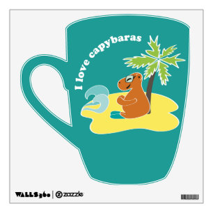 I Love Capybaras Tropical Beach Art Wall Decal