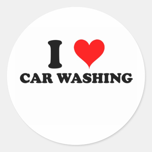 I Love Car Washing Classic Round Sticker (Front)