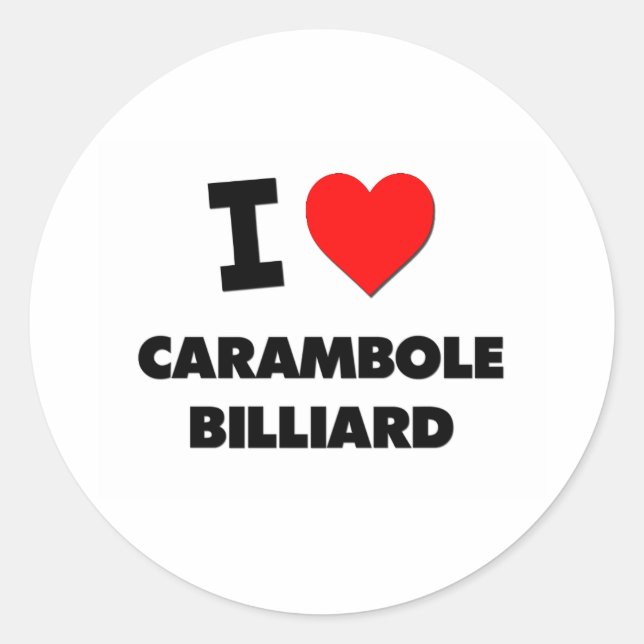 I Love Carambole Billiard Classic Round Sticker (Front)