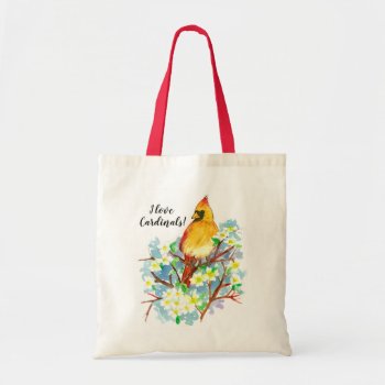 I Love Cardinals Bird Dogwood Tree Flowers  Tote Bag by CountryGarden at Zazzle