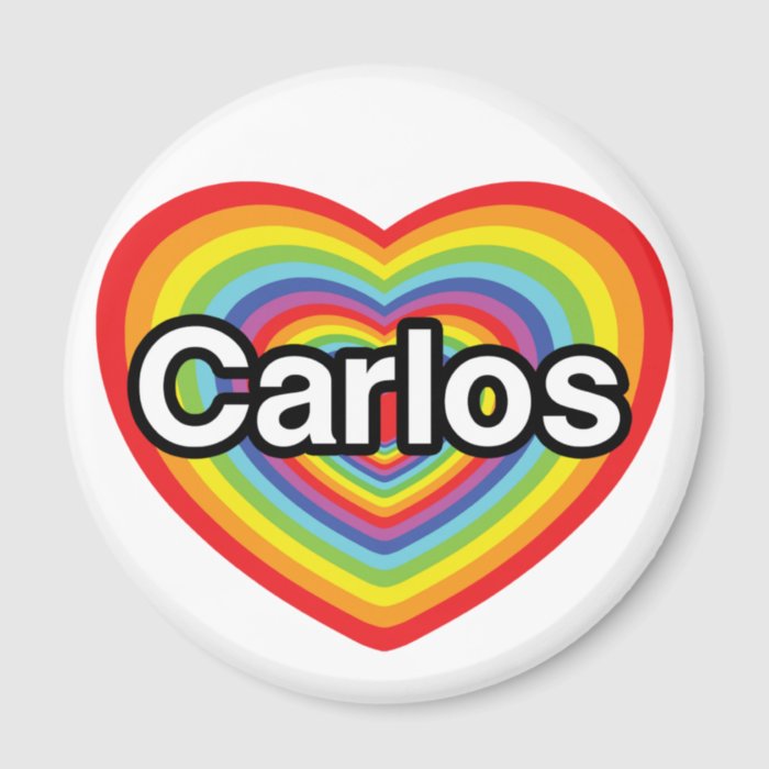 I love Carlos rainbow heart Fridge Magnet