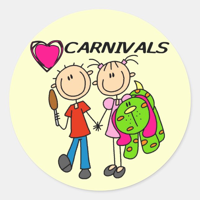 I Love Carnivals Tshirts and Gifts Classic Round Sticker (Front)