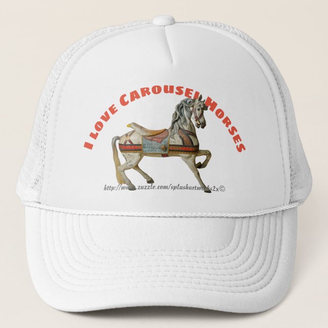 "I love Carousel Horses" Trucker Hat (Front)
