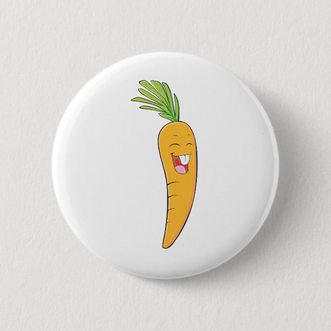 I Love Carrot - Smiling Carrot Pinback Button (Front)