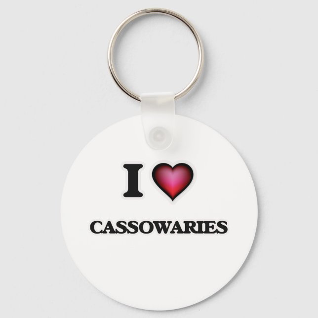 I Love Cassowaries Keychain (Front)