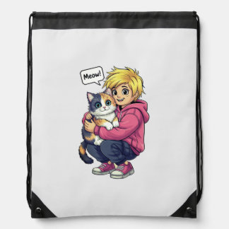 I love cat drawstring bag