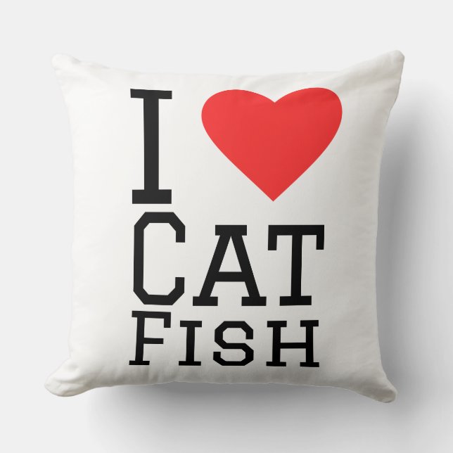 I love cat fish throw pillow (Front)