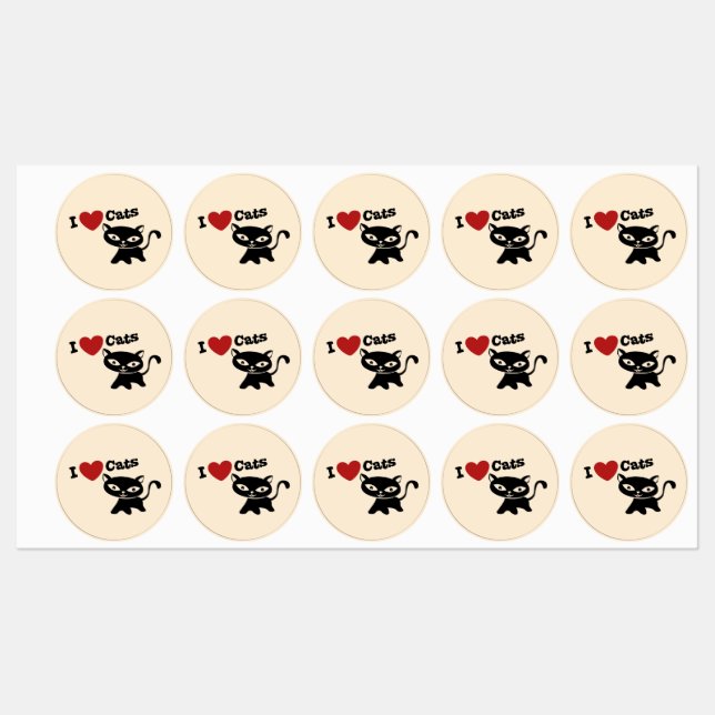 I Love Cat Labels (Sheet)