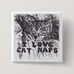 I Love Cat Naps, cat sleeping Button