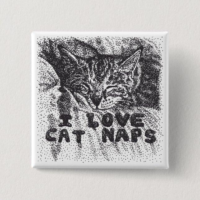 I Love Cat Naps, cat sleeping Button (Front)