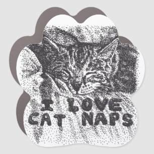 I Love Cat Naps, cat sleeping Car Magnet
