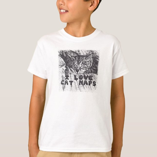 I Love Cat Naps, cat sleeping T-Shirt (Front)