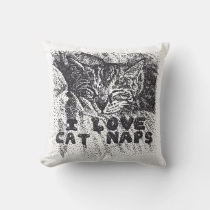 I Love Cat Naps, cat sleeping Throw Pillow