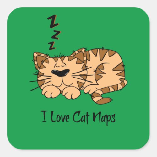 I Love Cat Naps Square Sticker