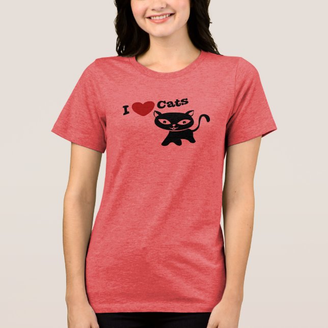 I Love Cat Tri-Blend Shirt (Front)