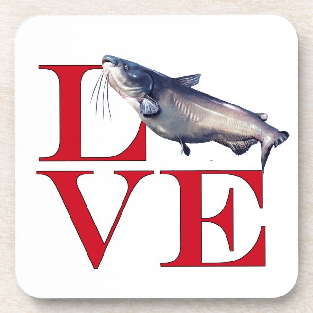 I Love Catfish Beverage Coaster (Front)