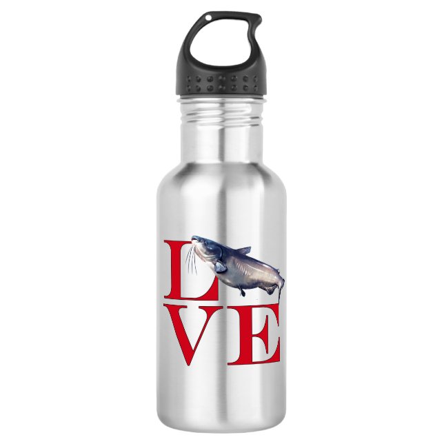 I Love Catfish Stainless Steel Water Bottle (Front)