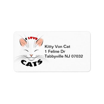 I Love Cats Address Label by KMCoriginals at Zazzle