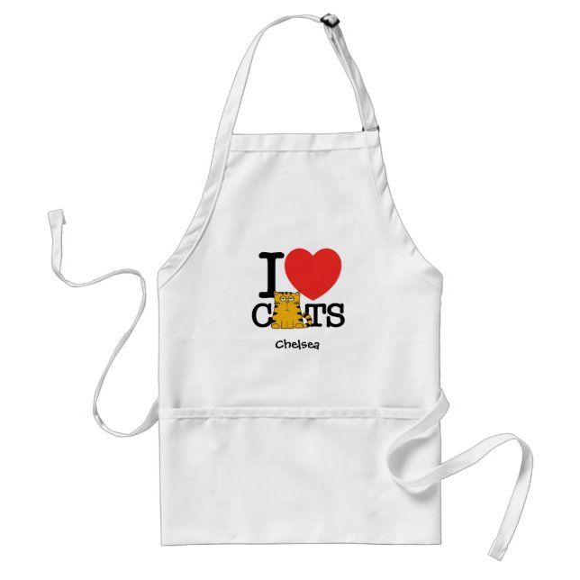 I Love Cats Adult Apron (Front)