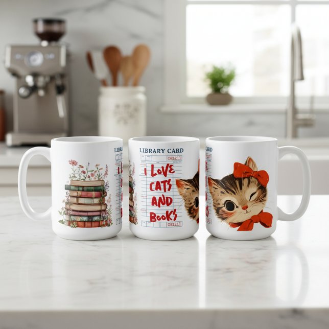 I Love Cats and Books Coffee Mug (Creator Uploaded)