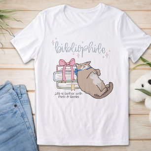 I Love Cats and Books, Funny Bibliophile Tri-Blend Shirt