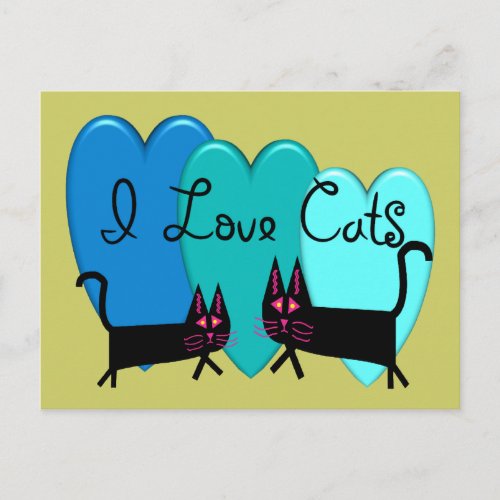 I love cats__Black Cat Art gifts Postcard