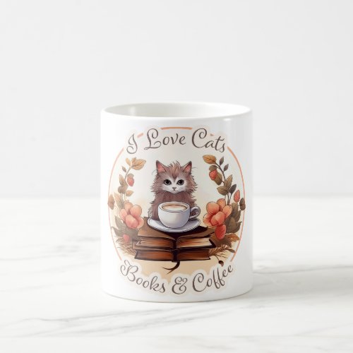 I Love Cats Books and Coffee Coffee Mug