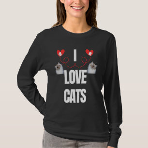 I LOVE CATS CAT LOVERS COLOURFUL PRESENT T-Shirt
