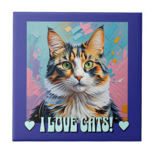 I Love Cats! Ceramic Tile