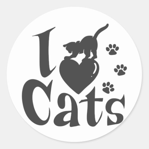 I love cats _ Choose background color Classic Round Sticker