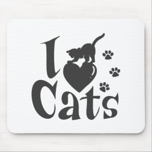 I love cats - Choose background color Mouse Pad