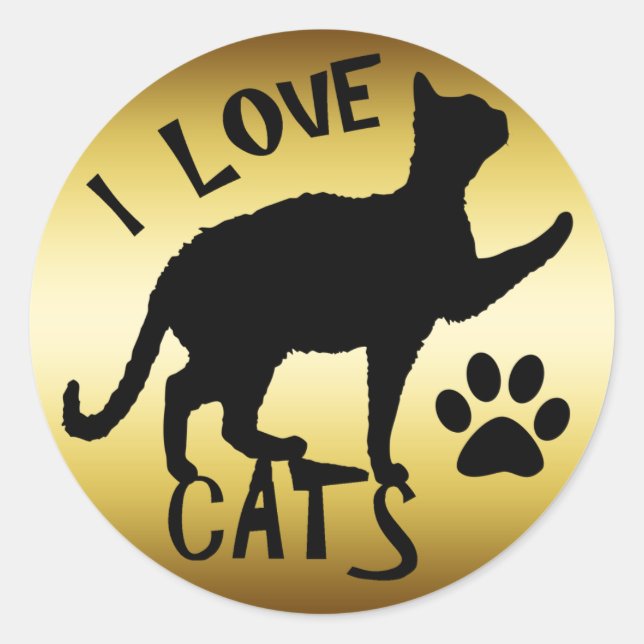 I LOVE CATS CLASSIC ROUND STICKER (Front)