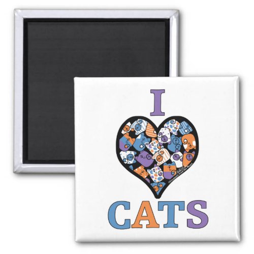 I Love Cats _ Collage Heart Magnet